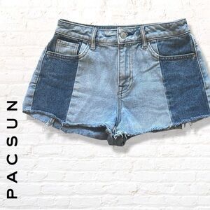 Pac Sun High Rise Color Block Denim Jean Short Size 24